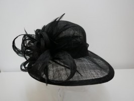Czarny wizytowy kapelusz z sinamay do 56 cm