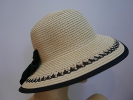Beżowo czarny słomkowy letni  kapelusz 55-56 cm