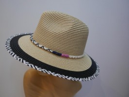 Fedora męski beżowy letni  kapelusz do 57 cm regulowany