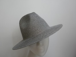 Fedora męski srebrny letni  kapelusz do 58 cm regulowany