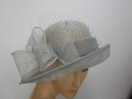 Szary kapelusz z sinamay model retro regulowany do 58 cm