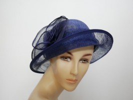 Granatowy kapelusz z sinamay model retro regulowany do 57 cm