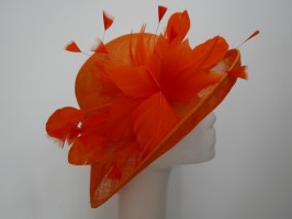 Pomarańczowy kapelusz z sinamay model retro regulowany do 56 cm