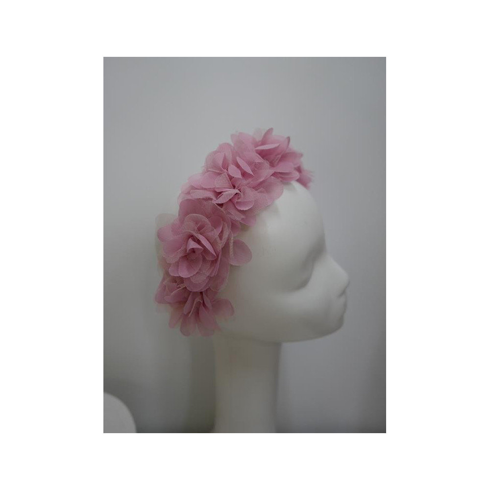 Wianek pudrowy róż kwiaty szyfon panieński, eventy