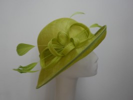 Limonka kapelusz z sinamay model retro regulowany do 56 cm
