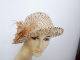 Retro beżowy letni  kapelusz slomkowy 58-60 cm