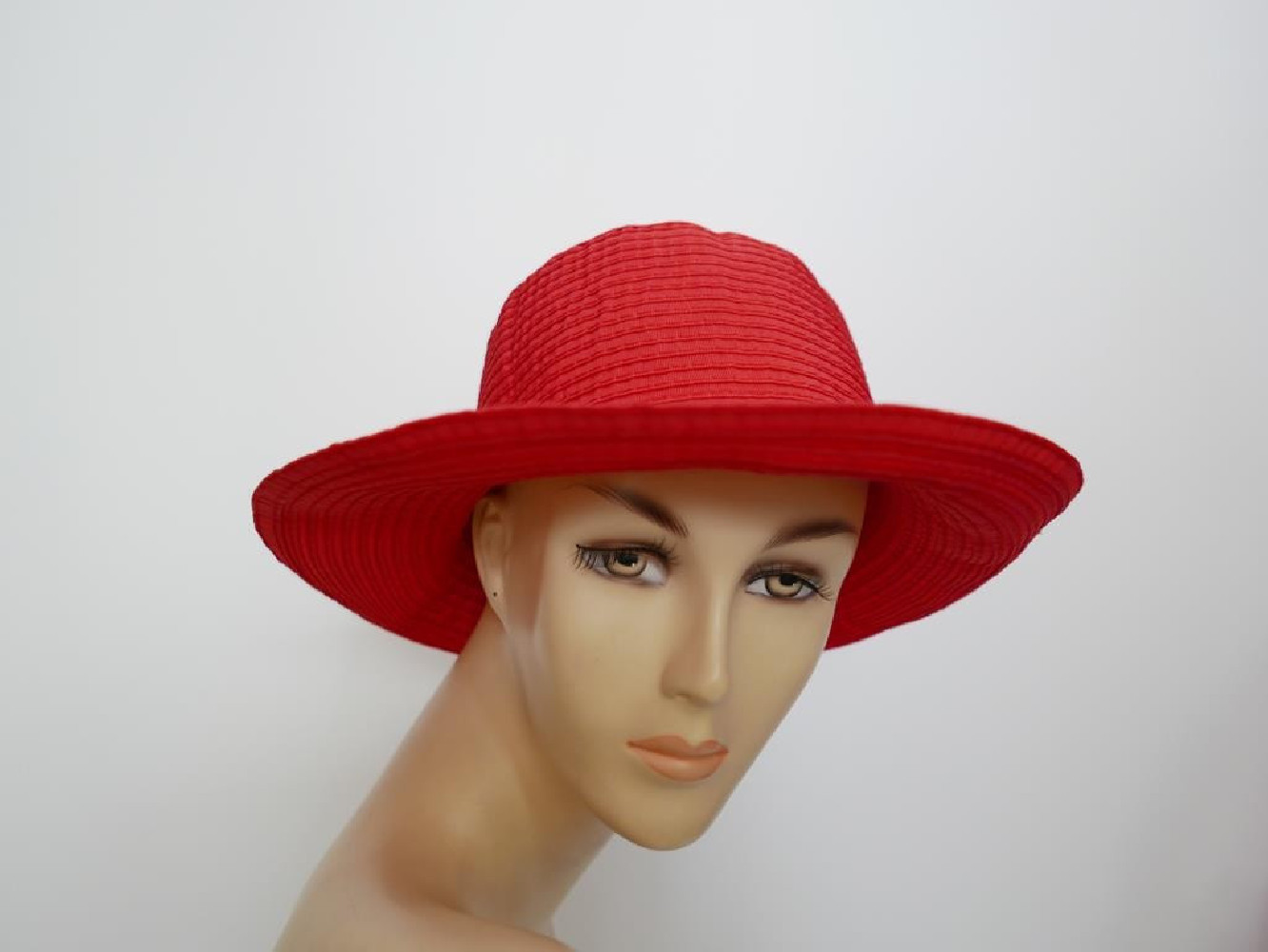 Czerwony letni  kapelusz ryps 55-57 cm