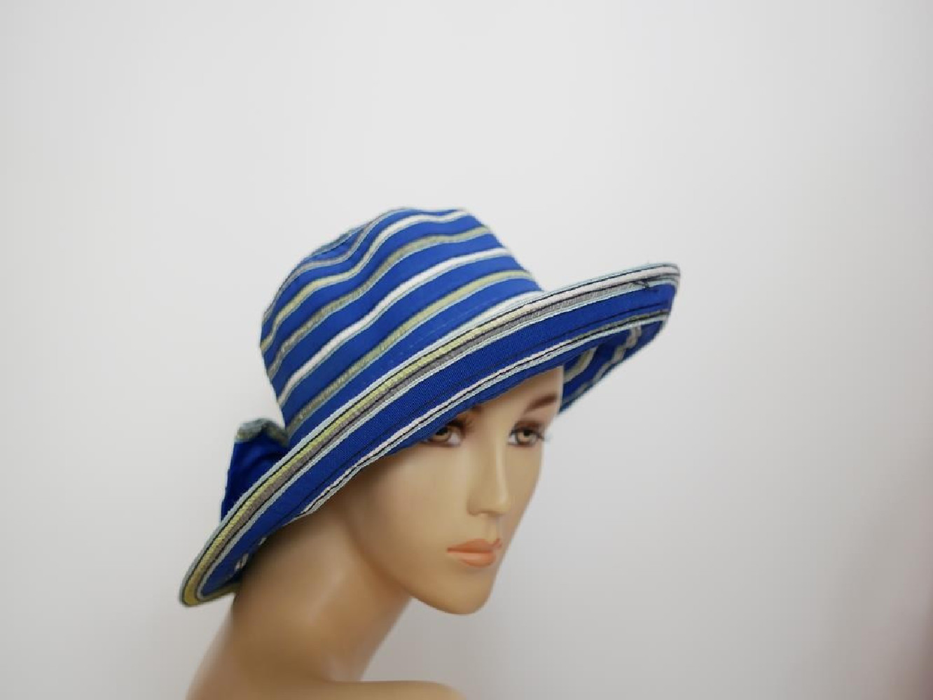 Niebieski kapelusz ryps bawełna z rondem do  modelowania 55-57 cm