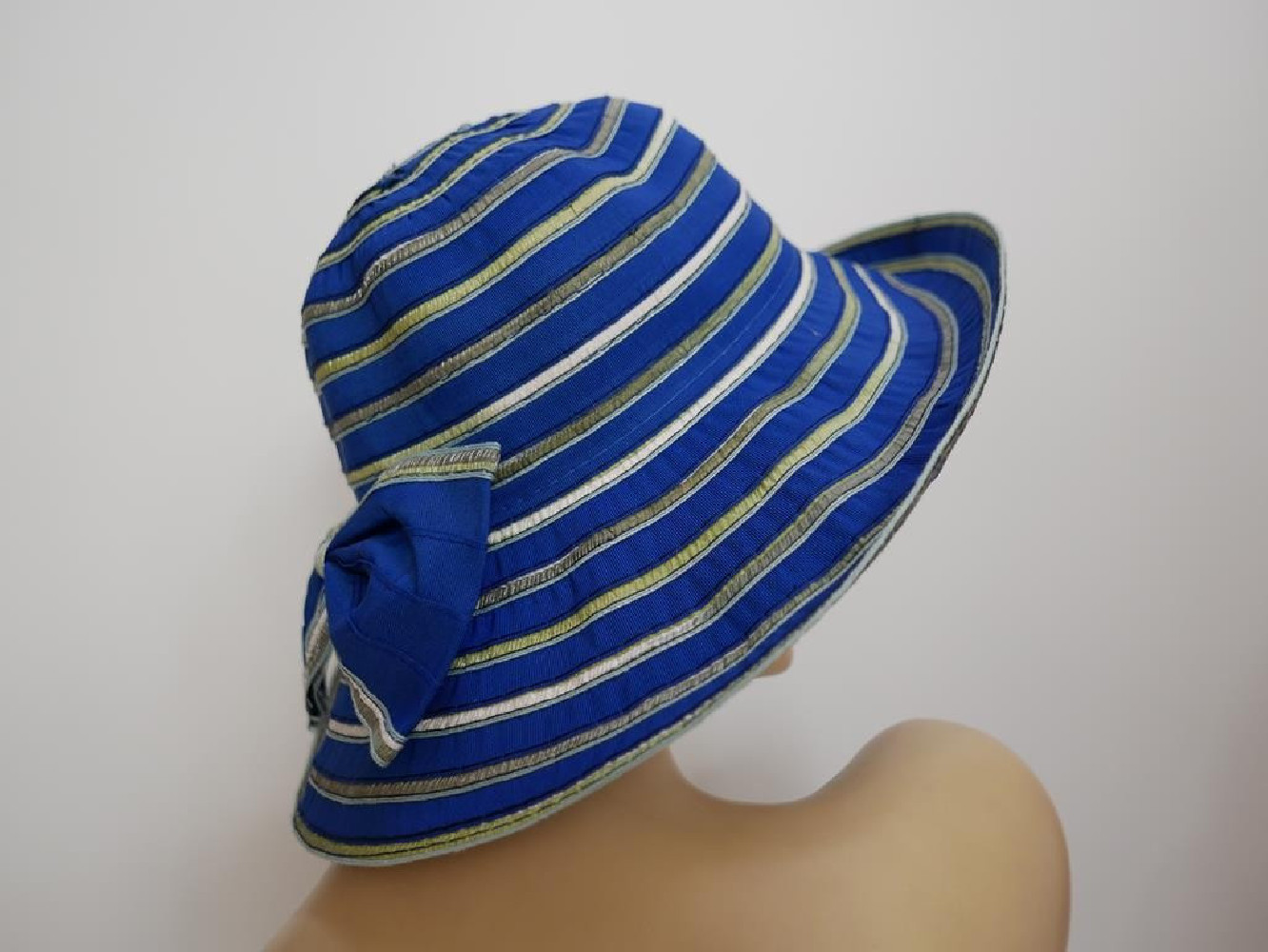 Niebieski kapelusz ryps bawełna z rondem do  modelowania 55-57 cm