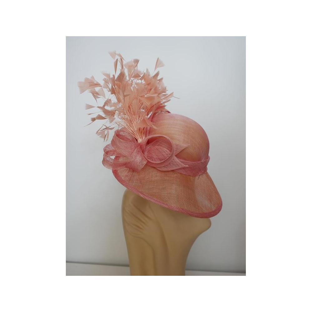 Różowy wizytowy kapelusz z sinamay do 57 cm