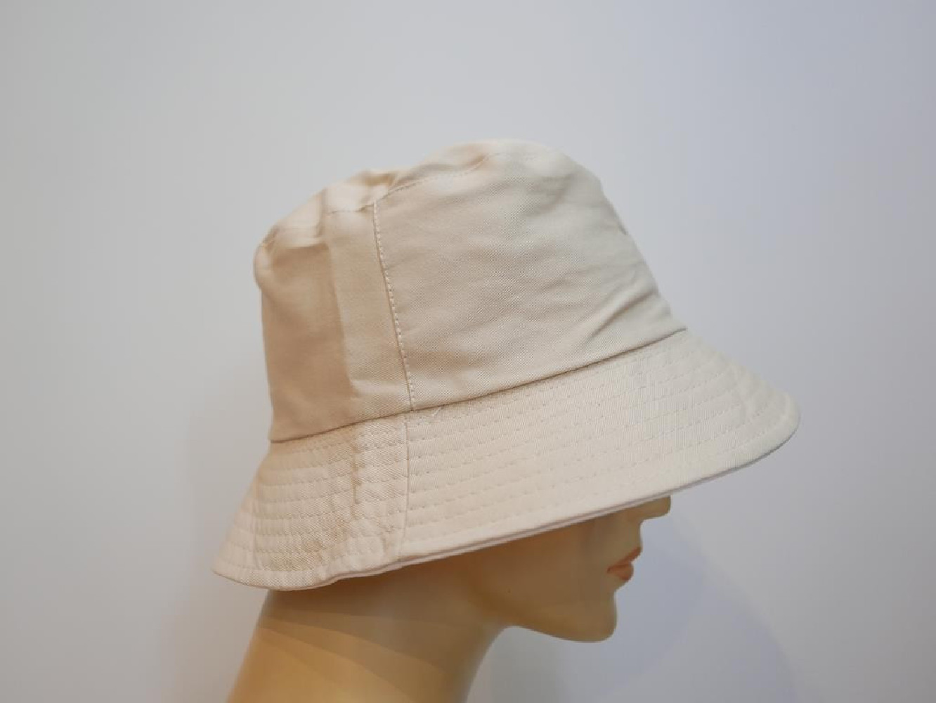 Bucket hat Beżowo biały dwustronny letni kapelusz tkanina 57-58 cm