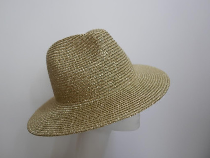 Fedora męski złoty letni  kapelusz do 58 cm regulowany