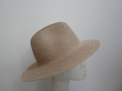 Fedora męski różowe złoto letni  kapelusz do 57 cm regulowany