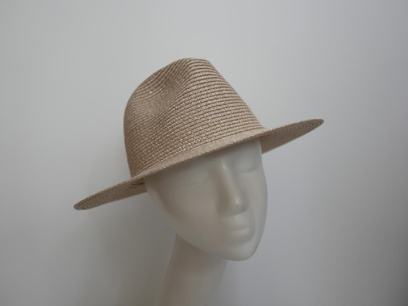 Fedora męski różowe złoto letni  kapelusz do 57 cm regulowany