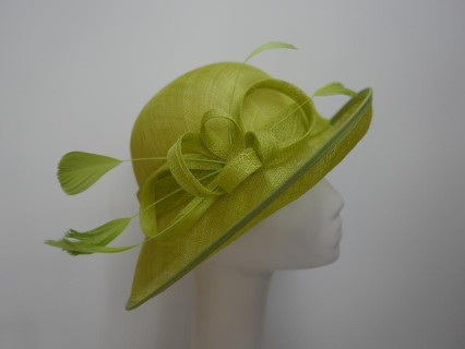 Limonka kapelusz z sinamay model retro regulowany do 56 cm