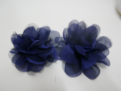 Klipsy do butów granatowe kwiaty 7 cm