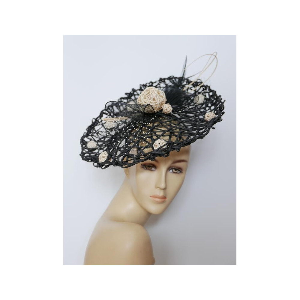 Czarno kremowy  szałowy kapelusz- Derby Hat