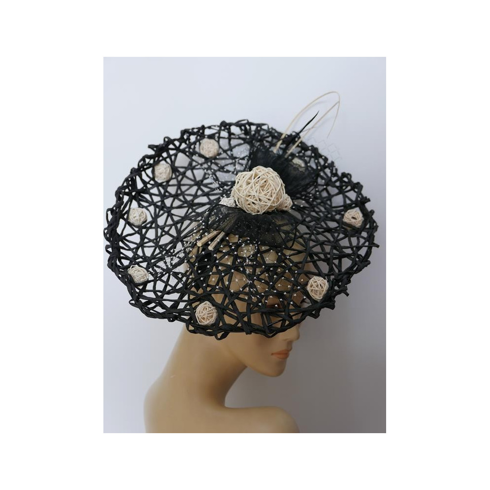 Czarno kremowy  szałowy kapelusz- Derby Hat