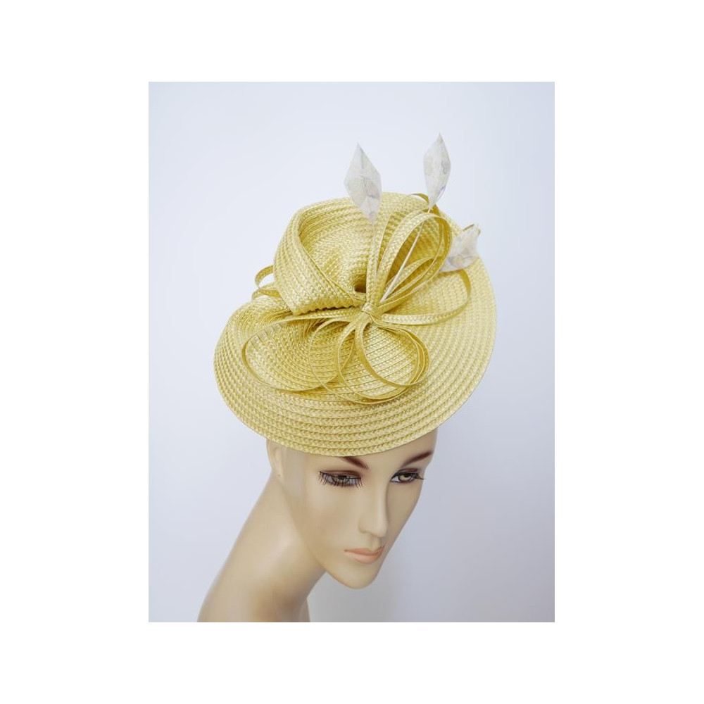 Żółty fascynator na przepasce
