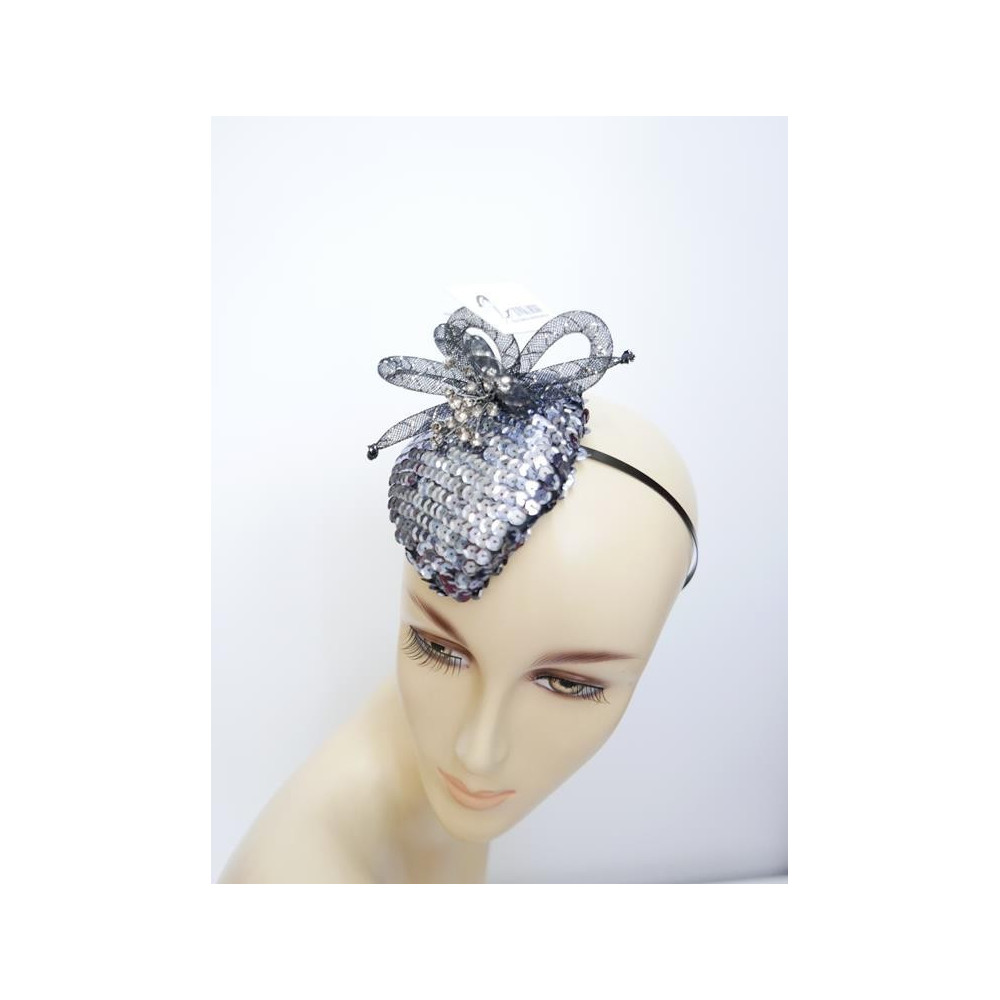 Wieczorowy cekinowy fascynator na opasce