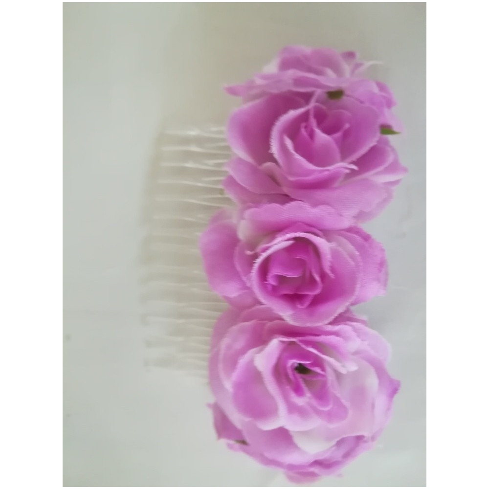 Liliowe róże stroik na grzebyku