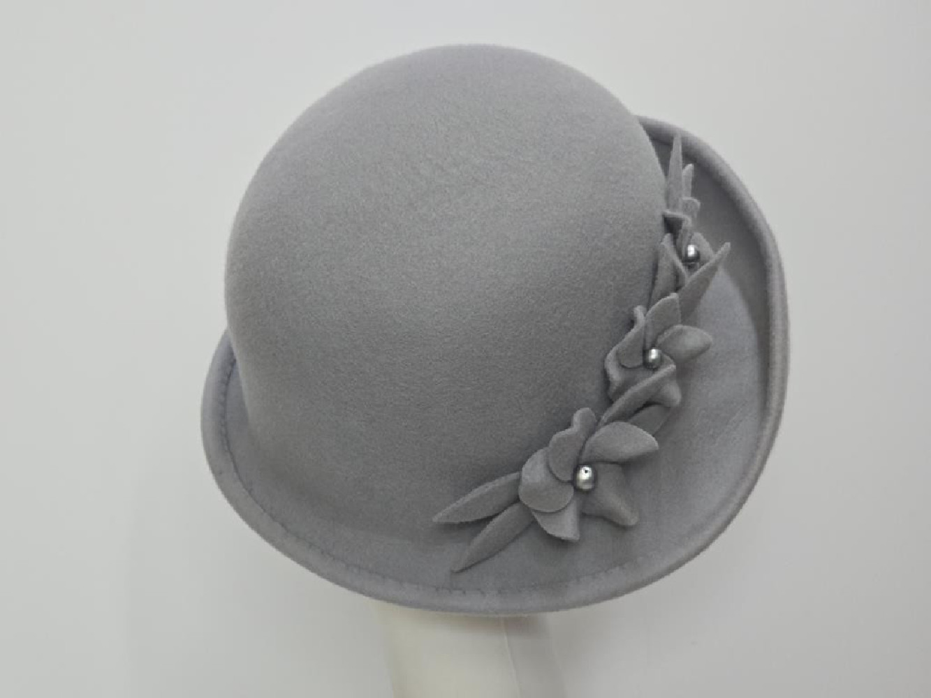 Pola Negri retro szary kapelusz filcowy 55-57 cm