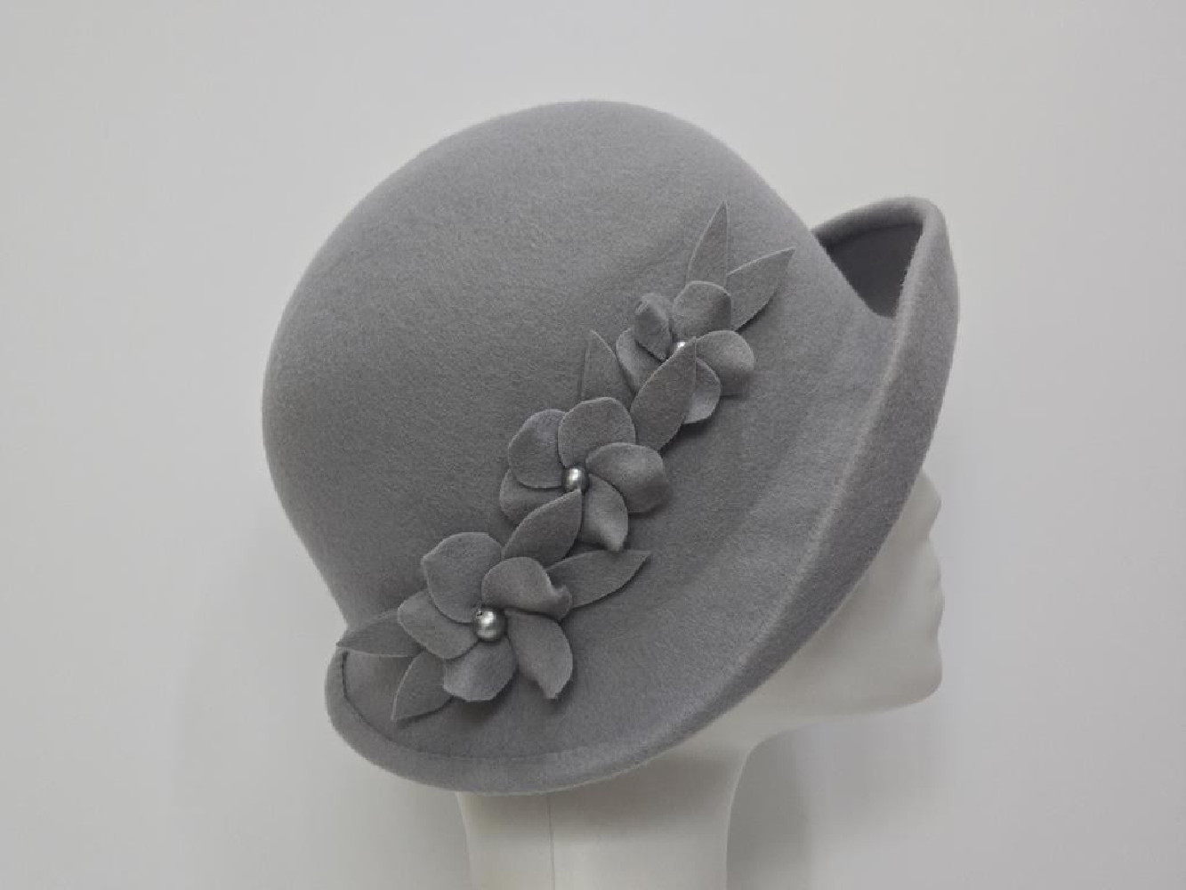 Pola Negri retro szary kapelusz filcowy 55-57 cm