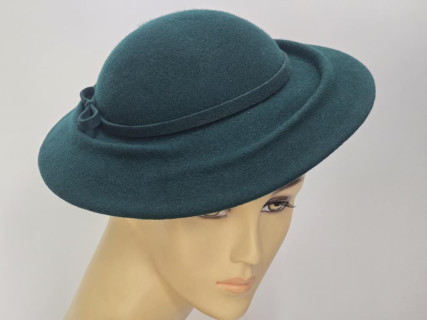 Melbourne butelkowa zieleń kapelusz dysk filc wełna
