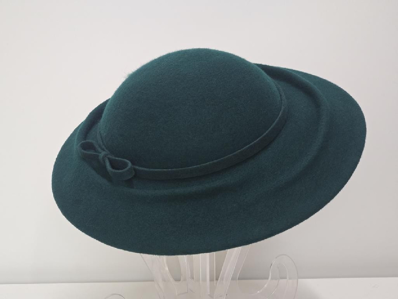 Melbourne butelkowa zieleń kapelusz dysk filc wełna