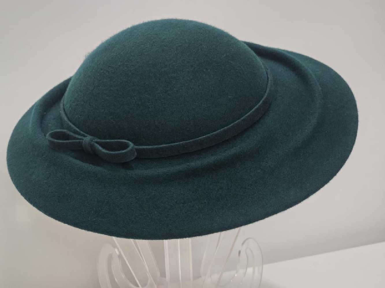 Melbourne butelkowa zieleń kapelusz dysk filc wełna