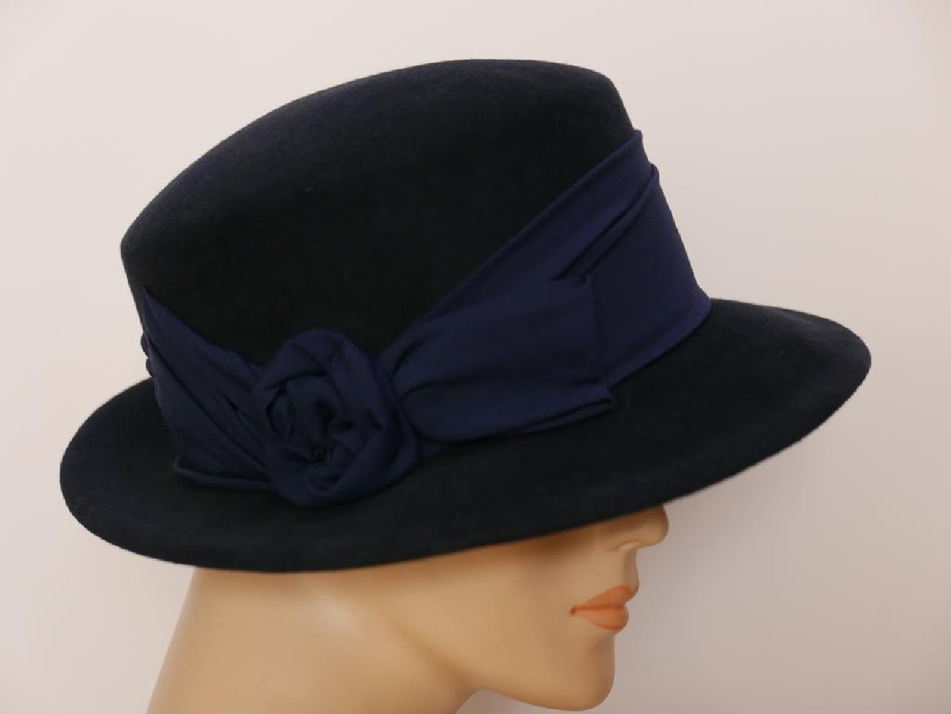 Denice granatowy kapelusz filcowy-57-59 cm