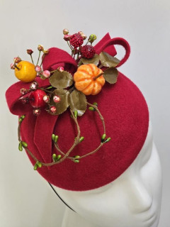 Jesienny filcowy mini toczek fascynator