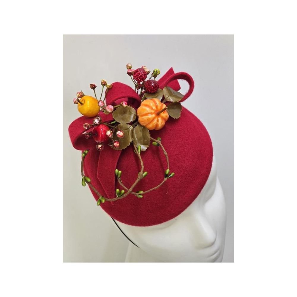 Jesienny filcowy mini toczek fascynator
