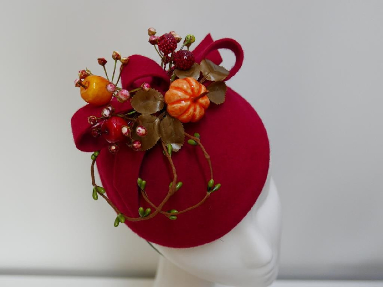 Jesienny filcowy mini toczek fascynator