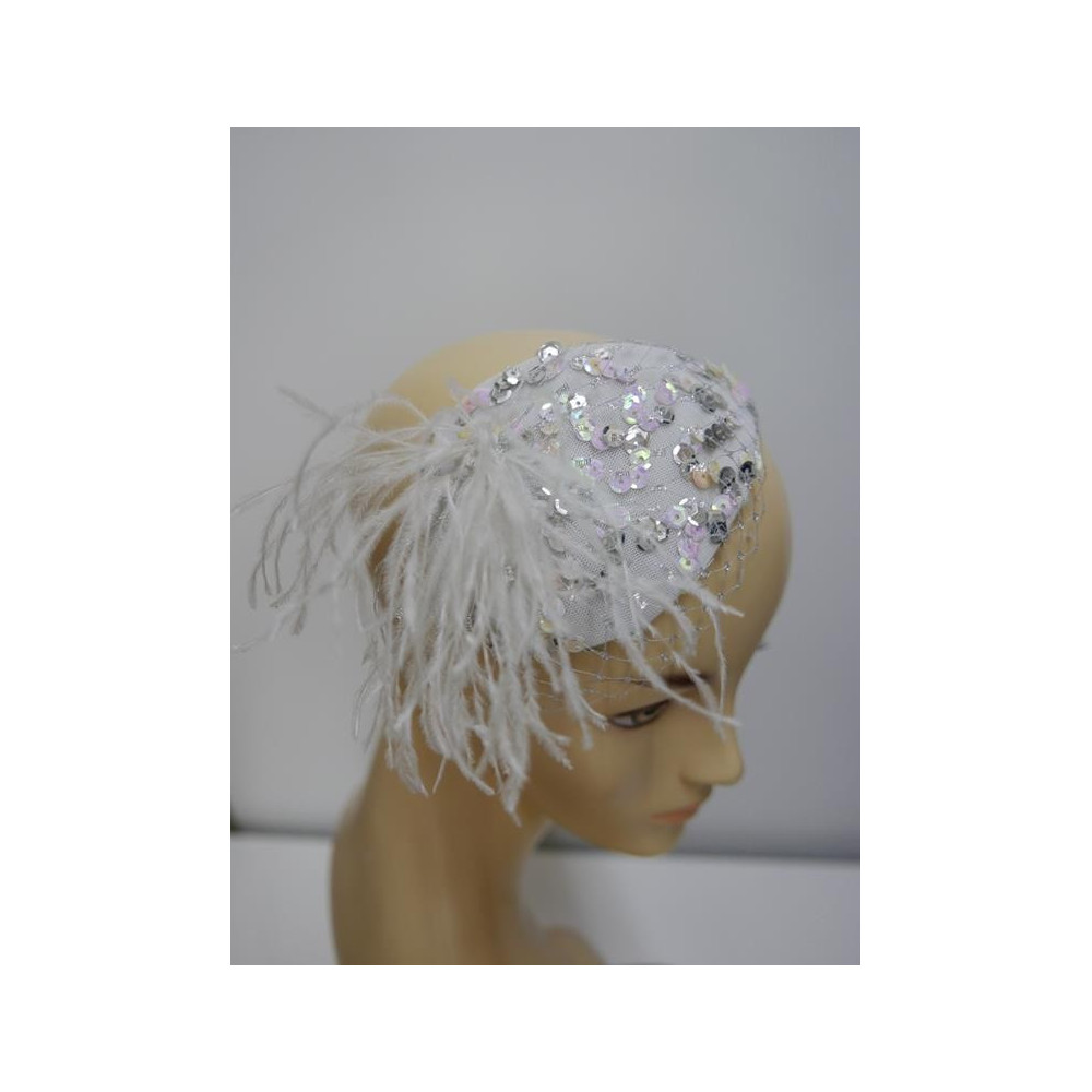 Wieczorowy cekinowy fascynator na opasce