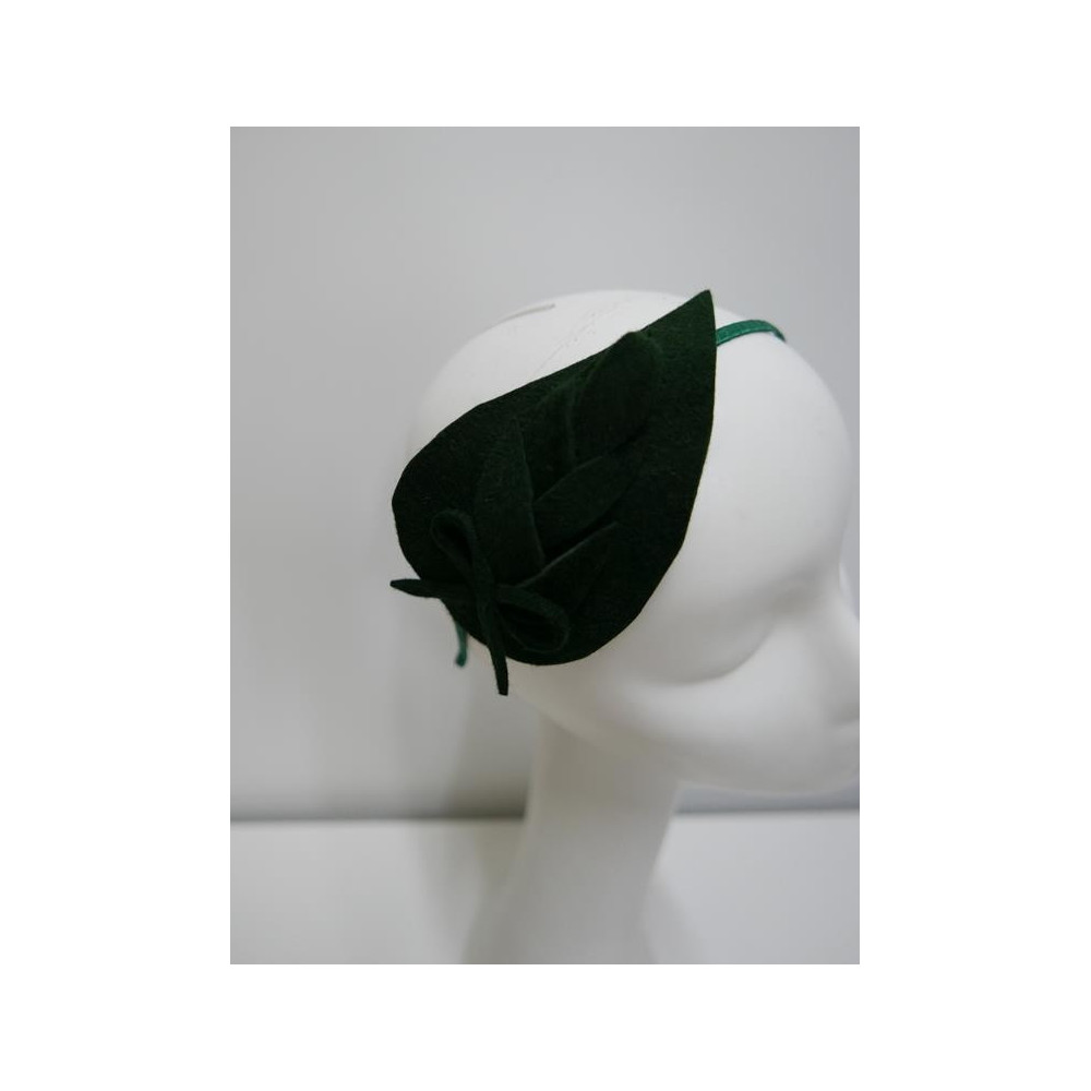 Ciemna zieleń fascynator filcowy na przepasce