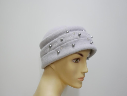 Szary toczek czapka dzianina wełniana