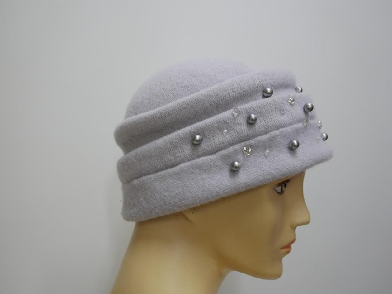 Szary toczek czapka dzianina wełniana