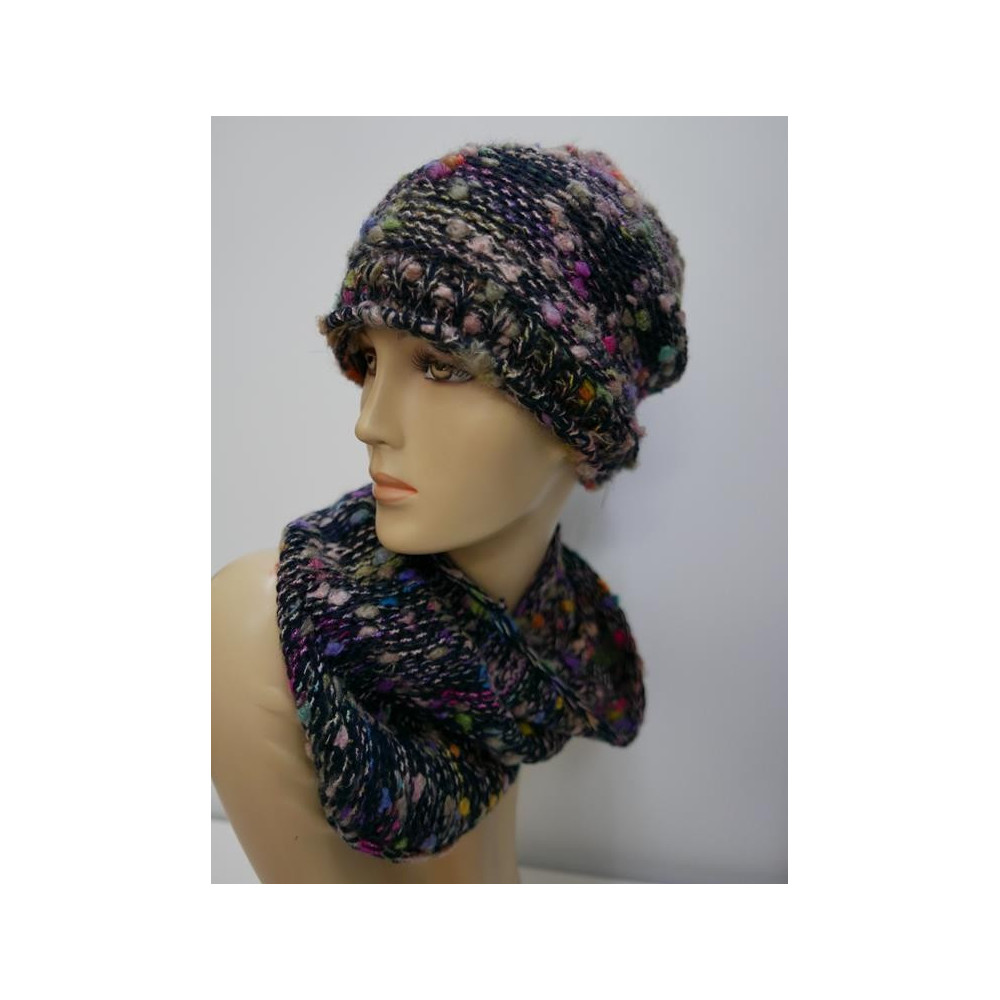 Kolorowy komplet czapka i szal