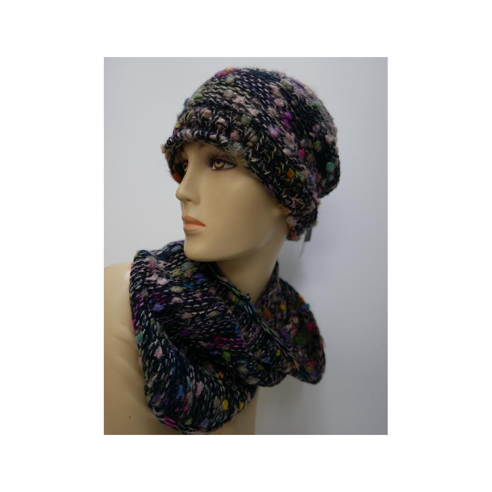 Kolorowy komplet czapka i szal