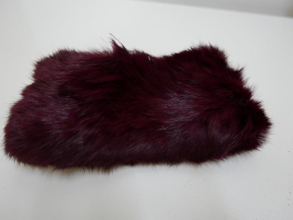 Bordowa opaska  z futra królika