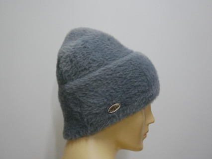 Szara czapka z włosem "alpaka"