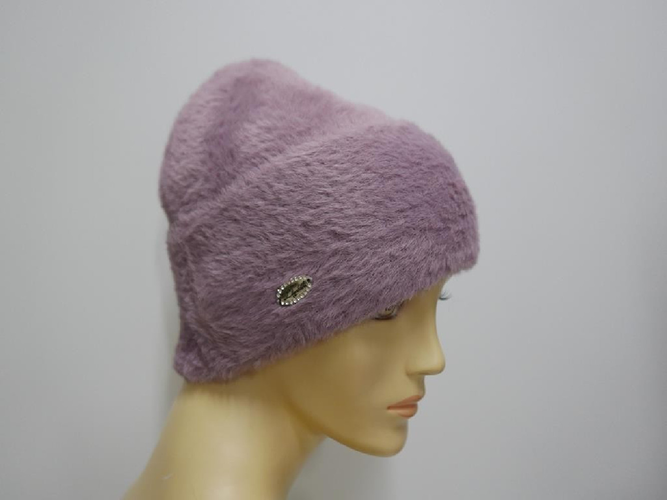 Wrzosowa czapka z włosem "alpaka"