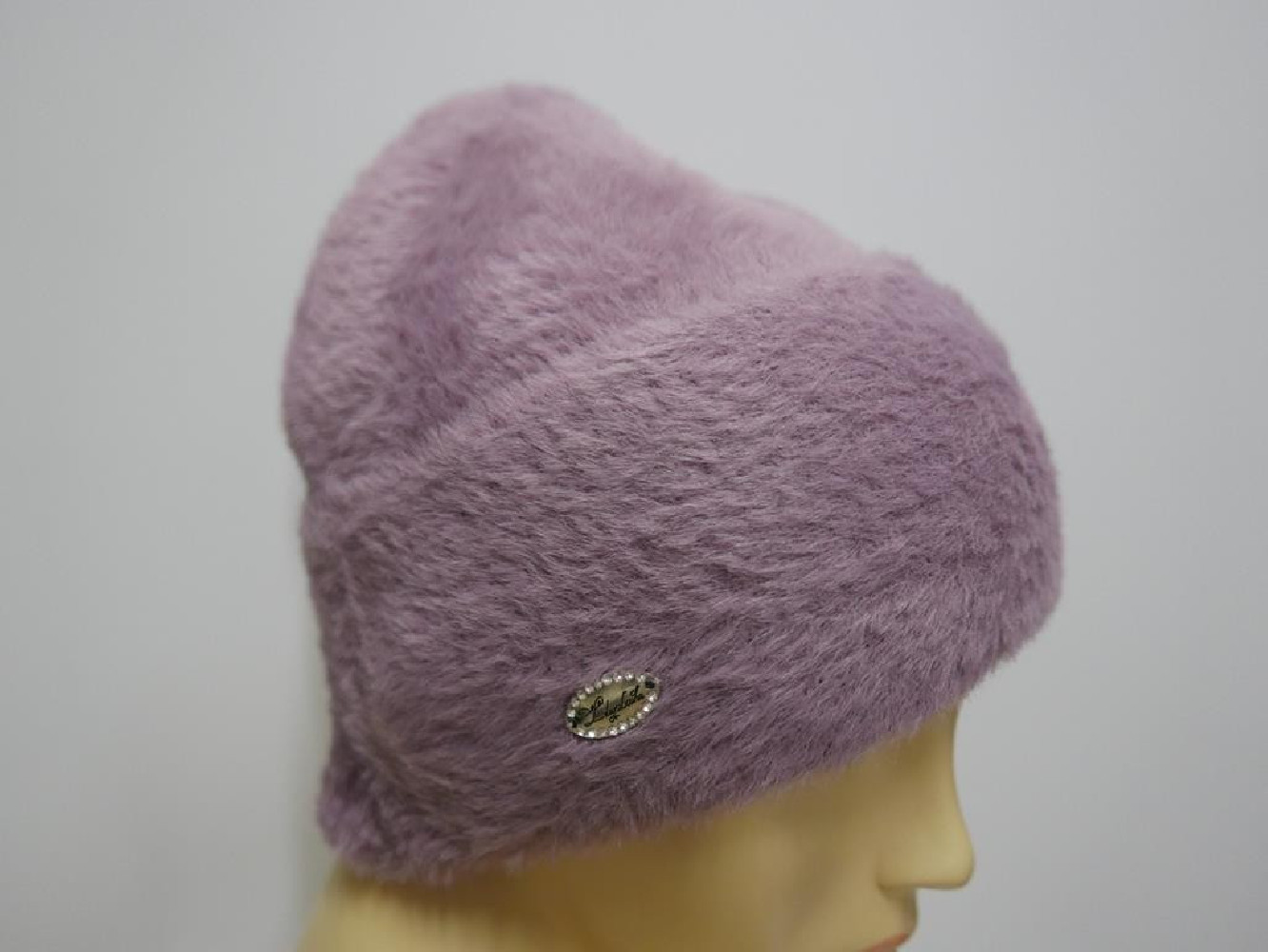 Wrzosowa czapka z włosem "alpaka"