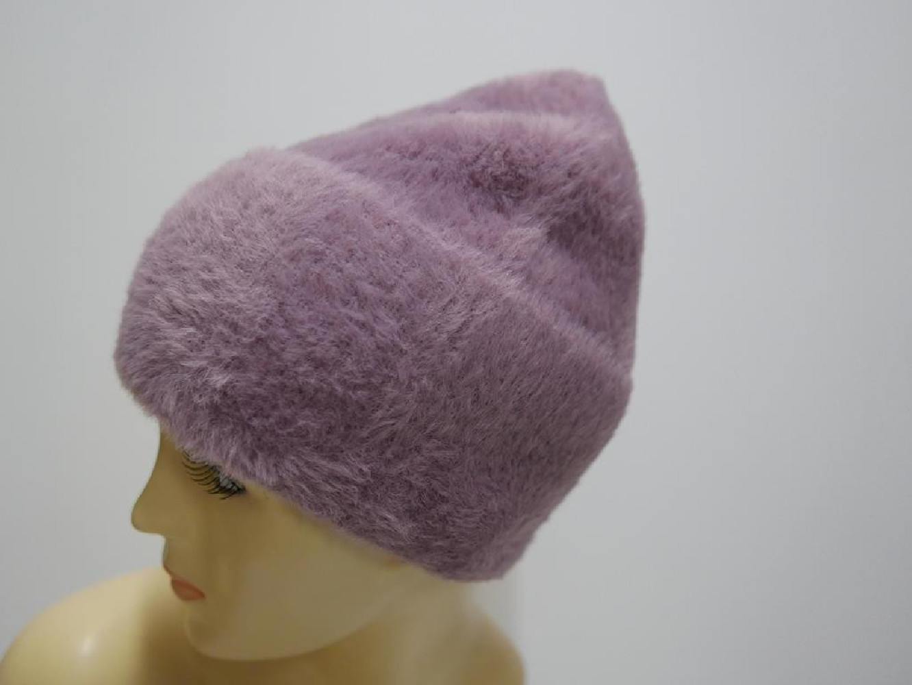 Wrzosowa czapka z włosem "alpaka"