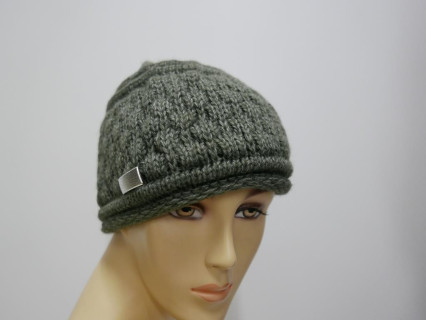 Szaro zielona czapka wełniana