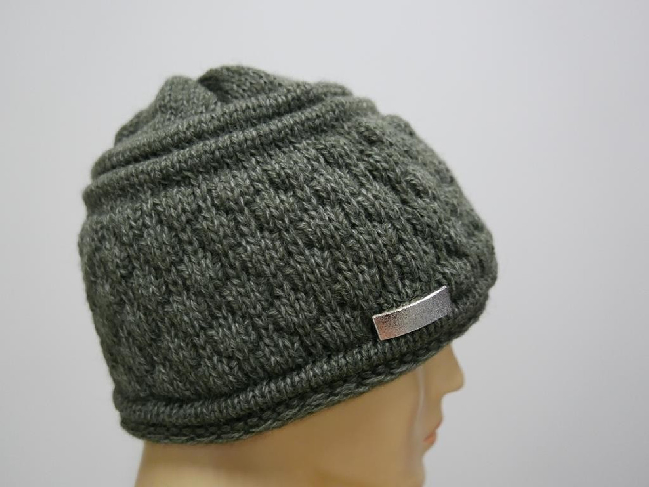 Szaro zielona czapka wełniana
