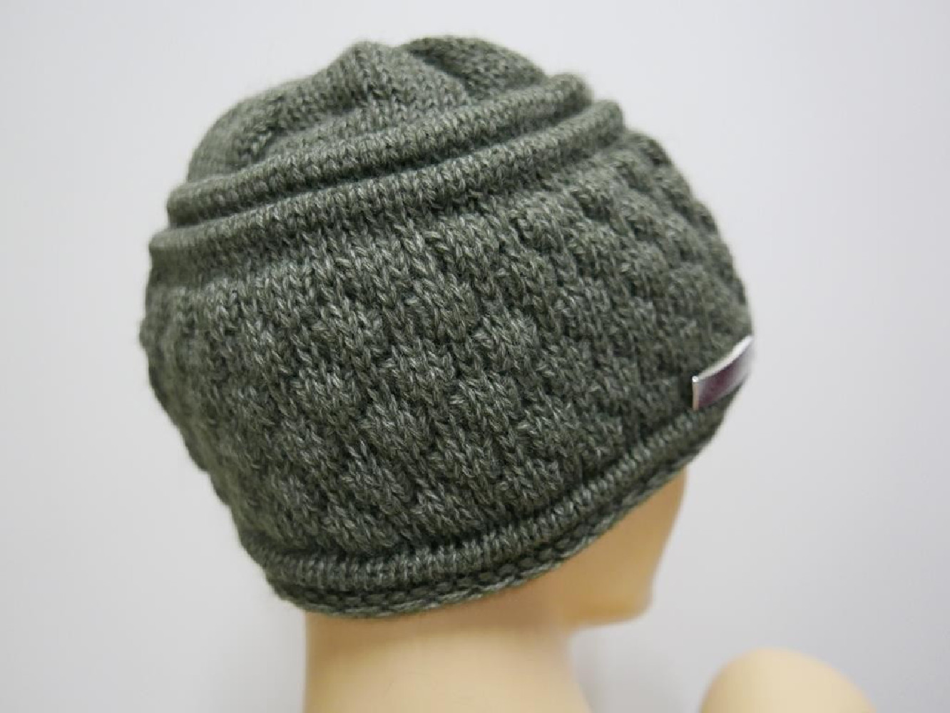 Szaro zielona czapka wełniana