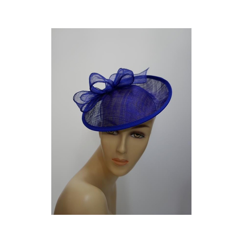 Royal blue kapelusik koktajlowy z sinamay na przepasce