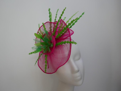 Fuksja zm limonką fascynator na przepasce